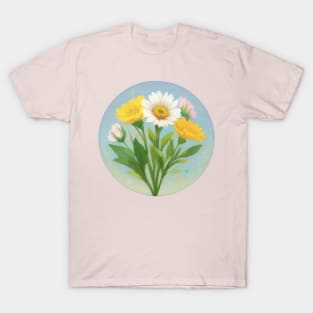 Pastel Bouquet of Flowers Circle T-Shirt